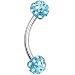 Crystal Aqua Ferido Ball Eyebrow Ring MADE WITH SWAROVSKI ELEMENTS