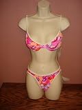 Pink Design Two Piece Bikini Mixed Size Med Bottom Large Top