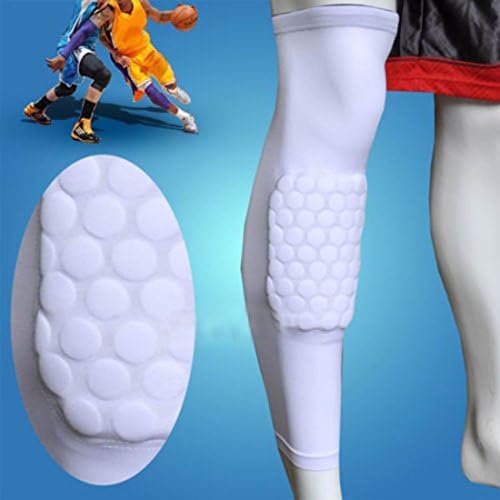 Honeycomb Pad Crashproof Antislip Basketball Leg Knee Long Sleeve Protector Gear (White Size Xl)