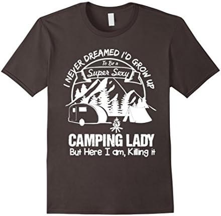 Men's Super sexy camping lady t shirt 2XL Asphalt