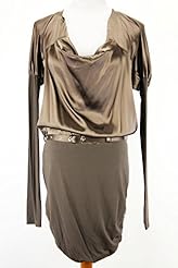 Cowl Neck Silk Belted  Dress