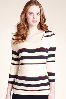 Classic Collection Square Neck Striped Jersey Top
