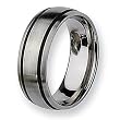 Black Accented Brushed Stainless Steel Ring (8.0 mm) - Sizes 6-13