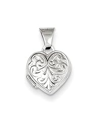 Sterling Silver Scrolled Front & Back Heart Locket