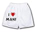 White Boxer Short with I Love Mani