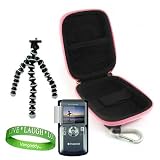 Polaroid DVF-130 USB Camcorder, Mini Camcorder Accessories Kit: Nylon Baby Pink Protective Hard Polaroid Camera Case + Polaroid Camera Tripod with Flexible Grip Legs + Universal Polaroid Screen Protector + Live * Laugh * Love VG Wrist Band!!!