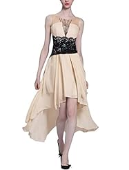 A-line Beaded Lace Jeweled Cocktail High-Low-Hem Sleeveless Silk/Tulle Homecoming Dress/Pageant Dress/Prom Dress/Party Dress/Wedding Dress 
