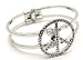 LARGE BLING Iced Crystal Peace Love Hope Bangle/Cuff Bracelet Silver Tone