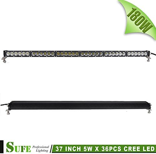 SUFE 37.5 INCH 180W Single Row CREE LED Light Bar For Offroad Truck Driving Lights White PC Combo Beam 12V 24V IP68