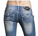 Womens Miss Me Jeans Light Wash Wide Leg Boot Cut Designer Jeans Light Wash/Distressed - Crystal Accents Flap Pocket, 28