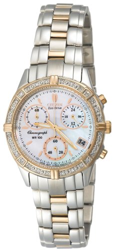 Citizen Two Tone Diamond Chronograph Ladies Watch - FB1184-55D