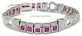 Cubic Zirconia Bracelets - Sterling Silver Princess Cut Ruby Red CZ Bracelet