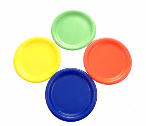 WeGlow International 7" Paper Plates, Assorted Colors (32 Plates)