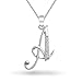 Bling Jewelry ABC Cubic Zirconia Pave CZ Cursive Script Letter Alphabet Initial A Pendant Necklace For Women Sterling Silver