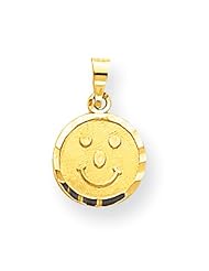 10k Yellow Gold Satin Smiley Face Pendant. Metal Wt- 0.6g