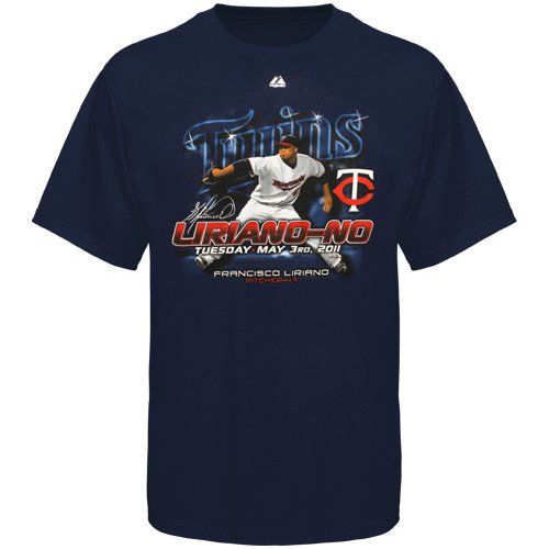 Majestic Minnesota Twins Francisco Liriano No Hitter T-Shirt - Navy Blue (Small)