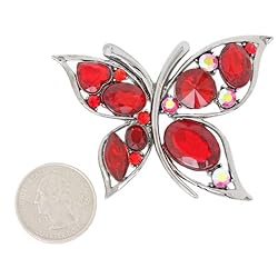 Beautiful Red Crystal Butterfly Brooch Pin