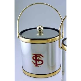 Kraftware 20568 Florida State 3 Quart Brushed Chrome Mylar Ice Bucket with Metal Cover by Kraftware