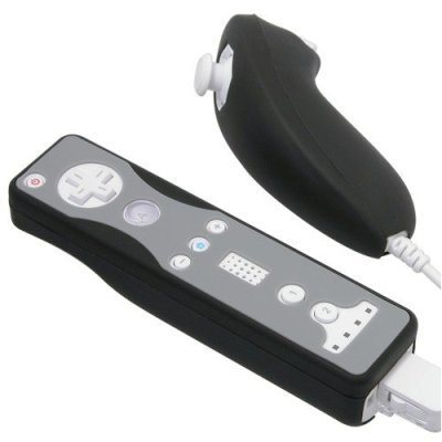 Eforcity 2 Tone Virgin Black / Gray Silicone Skin Case for Nintendo Wii Remote Control & Nunchuk
