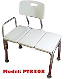 MedMobile&reg; BATHTUB TRANSFER BENCH / BATH CHAIR WITH BACK, WIDE SEAT, ADJUSTABLE SEAT HEIGHT, SURE-GRIPED LEGS, LIGHTWEIGHT, DURABLE, RUST-RESISTANT SHOWER BENCH