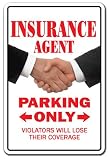 INSURANCE AGENT Novelty Sign Parking Signs Sales Gift