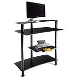 RTA Home and Office Tempered Glass Space Saver Computer Desk in Black