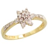 412k9VO9ZLL. SL160  10k Gold Flower Cluster Diamond Ring, w/ 0.50 Carat Brilliant Cut Diamonds, 5/16  wide
