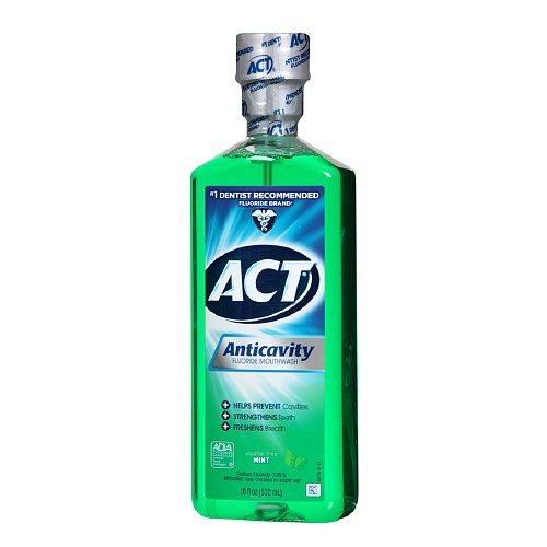 ACT Anticavity Fluoride Rinse Mouthwash, Mint, Alcohol Free, 18Ounce