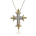 Yellow Gold Overlay Sterling Silver Citrine & Diamond Accent Cross Pendant, 18