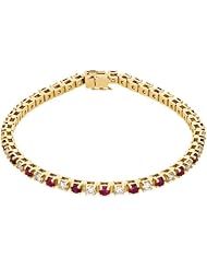 14K Yellow Gold Ruby and Diamond Bracelet -- LIFETIME WARRANTY