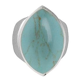 Sterling Silver Large Marquis Shaped Turquoise Ring by SkyeSterling