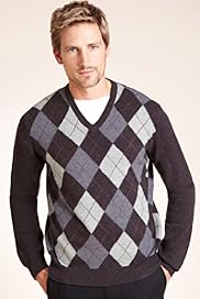 Blue Harbour Pure Lambswool V Neck Argyle Jumper