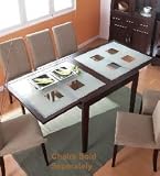 Modloft Spring Wenge Extendable Glass Top Dining Table
