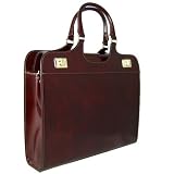 Pratesi Cimabue Women's Double Gusset Italian Briefcase in Coffee