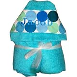 Personalized Blue Disco Dot Hooded Towel