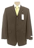 Review Calvin Klein  / Calvin Klein Mens Single Breasted 3 Button Brown Pinstripe Wool Suit - Size 42S