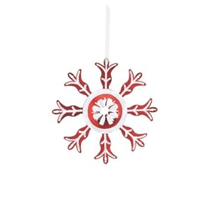 #!Cheap Classic Red Glitter Snowflake Bell Christmas Ornaments (Set of 6)