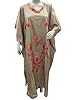 Boho Gypsy Long Silk kashmiri Embroidered caftan in Beige color for Outing