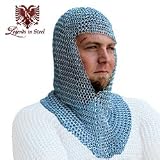 Chain Mail Coif Medieval Knight Armor 8mm Butted Rings