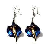 Titanium Collection Certified Genuine Honey Amber and Sterling Silver Flower Earrings