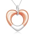 10k Pink And White Gold Diamond Heart Pendant (0.01 Cttw, I-j Color, I3 Clarity), 18