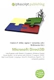 Microsoft Direct3D: List of games with DirectX 10 support, Windows Display Driver Model, List of games with DirectX 11 support, D3DX, High Level Shader ... DirectDraw, OpenGL, 3D computer graphics
