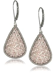Dana Kellin Antique Pink Crystal Mosaic Tear Dark Silver Drop Earrings