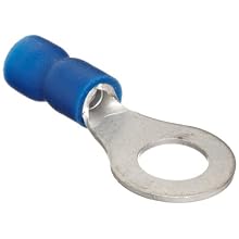 Morris Products 10038 Ring Terminal, Vinyl Insulated, Blue, 16-14 Wire Size, 1/4" Stud Size (Pack of 100)