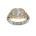 Special Gold Two Tone Twisted Band with Black Accent and Oval Cushion Cut Cubic Zirconia Fashion Ring Size 6