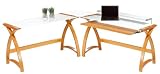 Jual Curve - Curved Oak and White Glass Laptop Desk