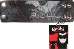 Emily the Strange Bat Emblem Leather Cuff