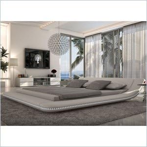 Modern Platform Bed in White (Queen - 105 in. L x 78 in. W x 24.5 in. H)