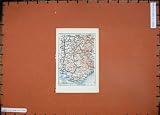 1886 COLOUR MAP FRANCE MARSEILLE GENEVE GRENOBLE LYON