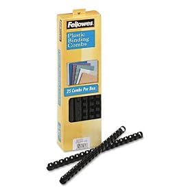 Black Plastic Binding Combs, Letter Size, 90 Sheet Capacity, 1 2, 25 Pk by Fellowes